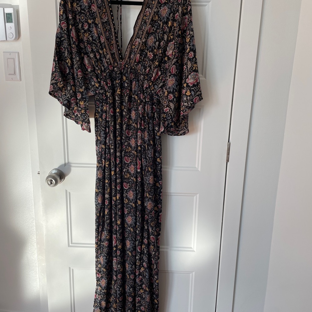 Bohemian Floral Maxi Dress with V-Neck